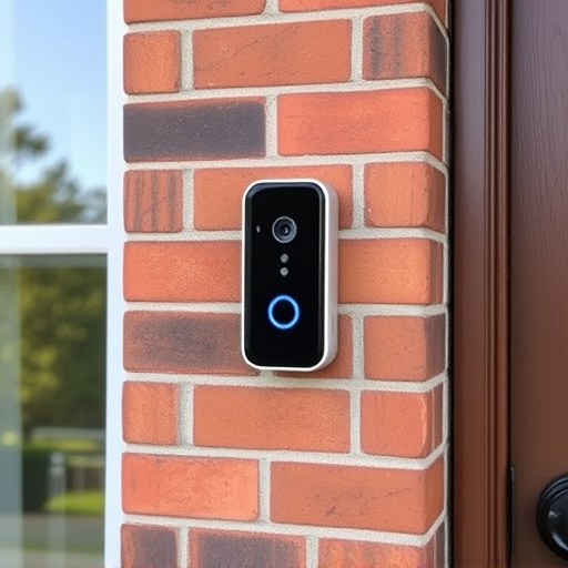 wireless doorbell with camera on brick home