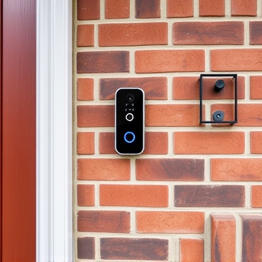wireless doorbell with camera on brick home