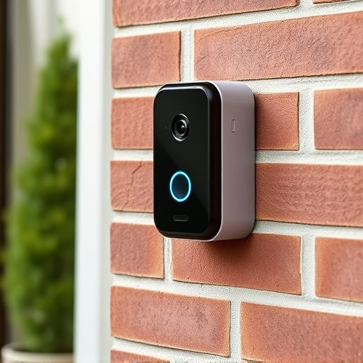 wireless doorbell with camera on brick home