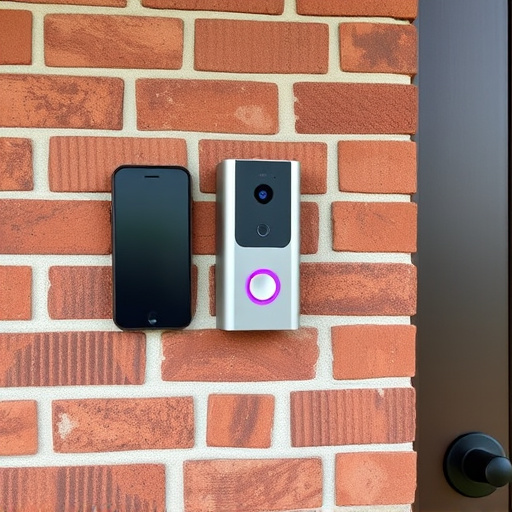 wireless doorbell with camera on brick home