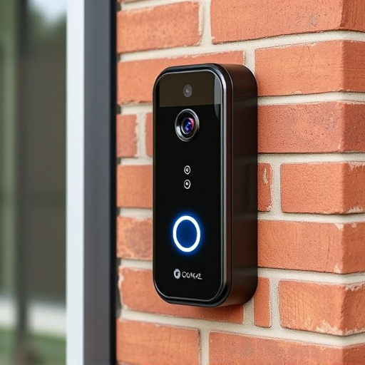 wireless doorbell with camera on brick home