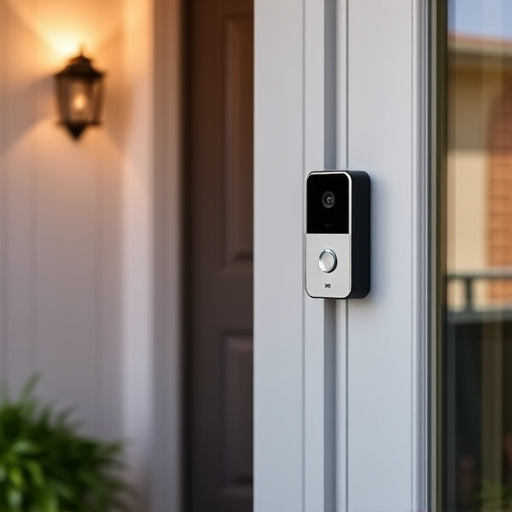 compact wireless doorbell at urban entry