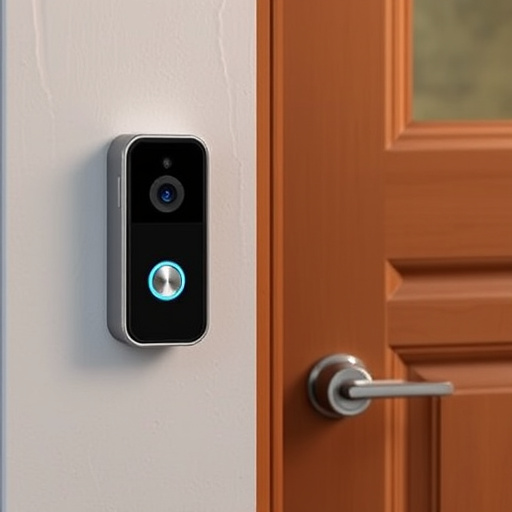 compact wireless doorbell at urban entry