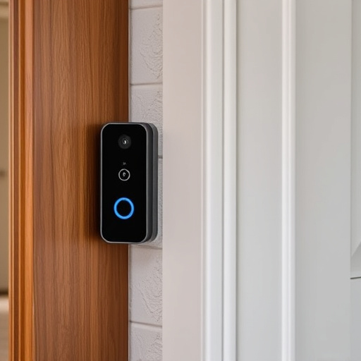 compact wireless doorbell at urban entry