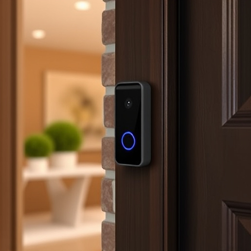 compact wireless doorbell at urban entry