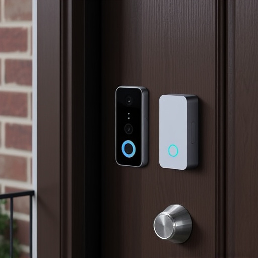 compact wireless doorbell at urban entry