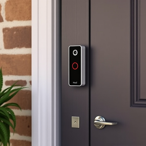 compact wireless doorbell at urban entry