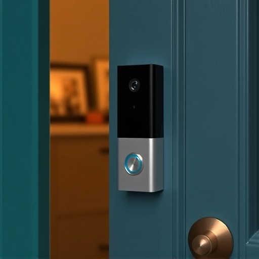 compact wireless doorbell at urban entry
