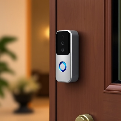 compact wireless doorbell at urban entry