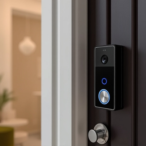 compact wireless doorbell at urban entry