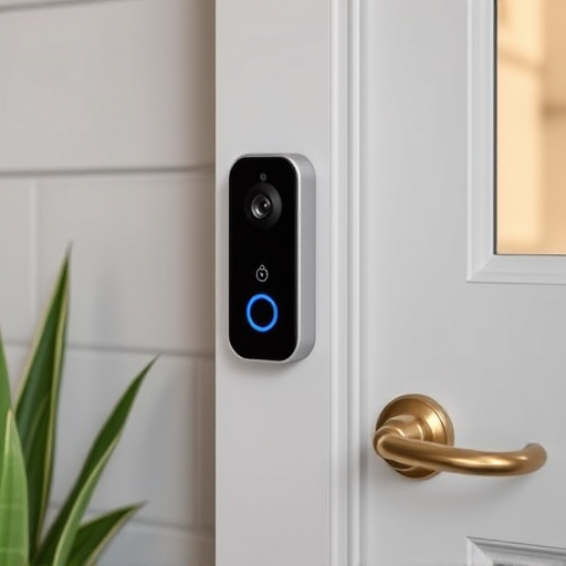 compact wireless doorbell at urban entry