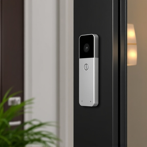 compact wireless doorbell at urban entry