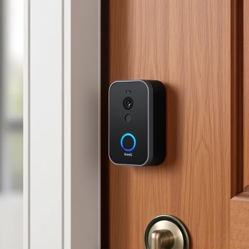 compact wireless doorbell at urban entry