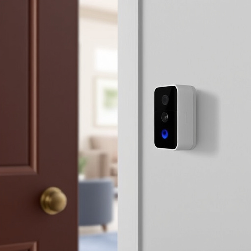 compact wireless doorbell at urban entry