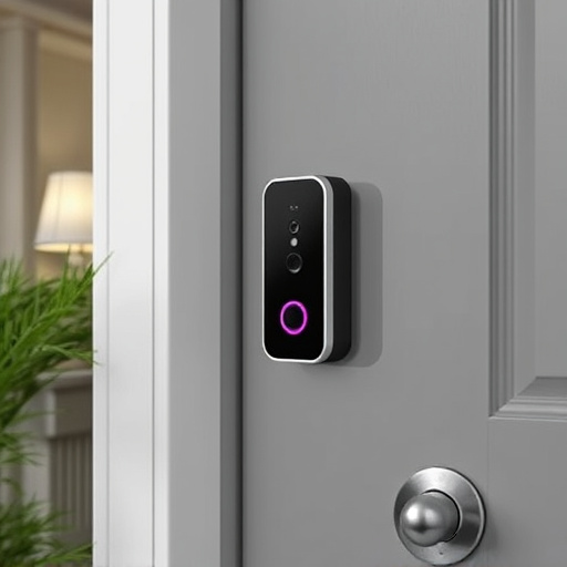 compact wireless doorbell at urban entry