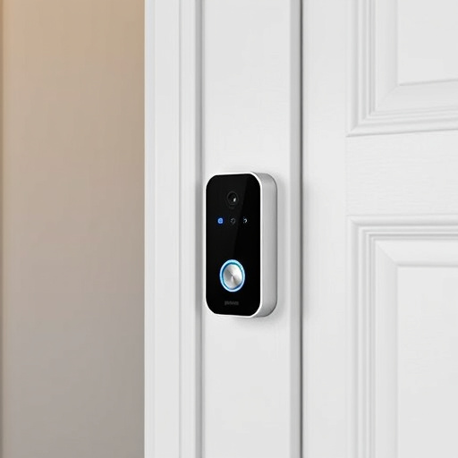 compact wireless doorbell at urban entry