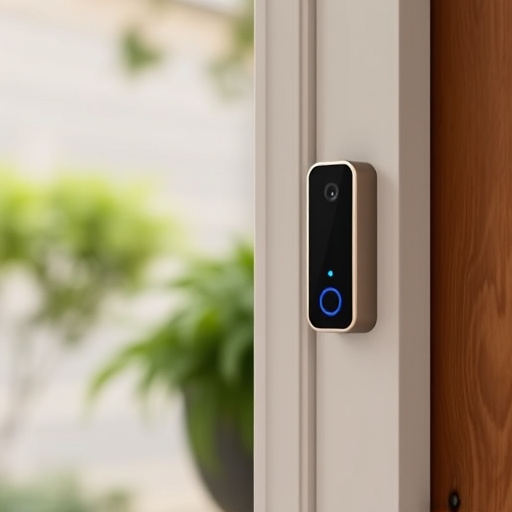 compact wireless doorbell at urban entry