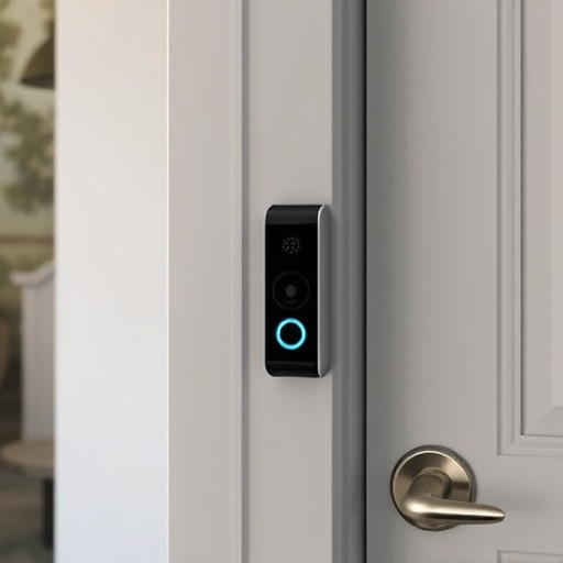compact wireless doorbell at urban entry