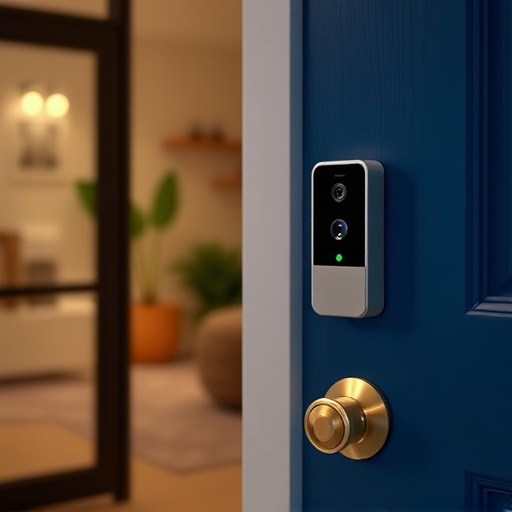 compact wireless doorbell at urban entry