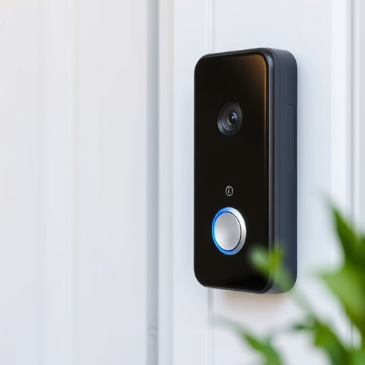 compact wireless doorbell at urban entry