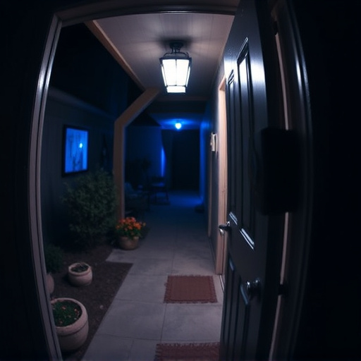 doorbell camera recording visitor at night