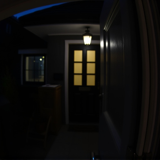 doorbell camera recording visitor at night