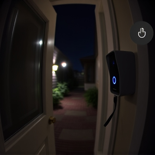 doorbell camera recording visitor at night