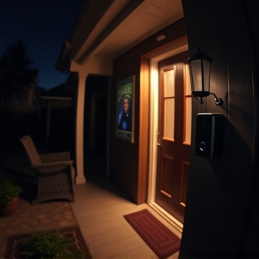 doorbell camera recording visitor at night