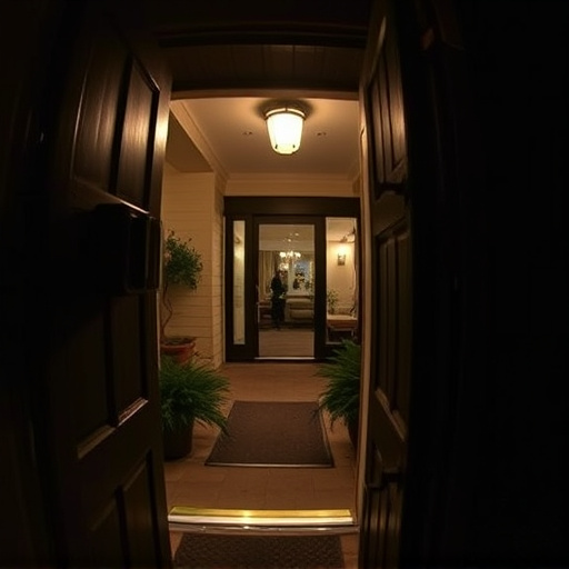 doorbell camera recording visitor at night