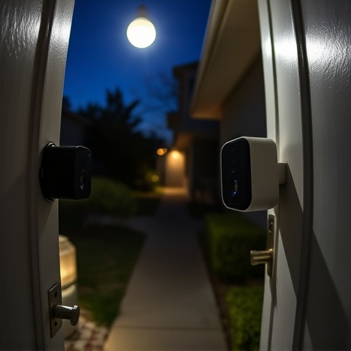 doorbell camera recording visitor at night