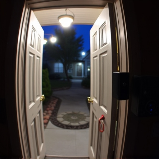 doorbell camera recording visitor at night