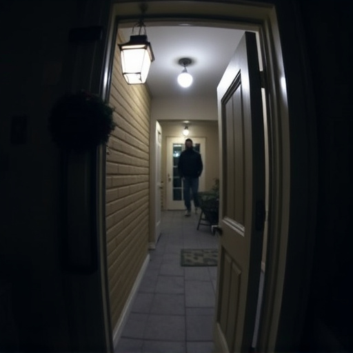 doorbell camera recording visitor at night