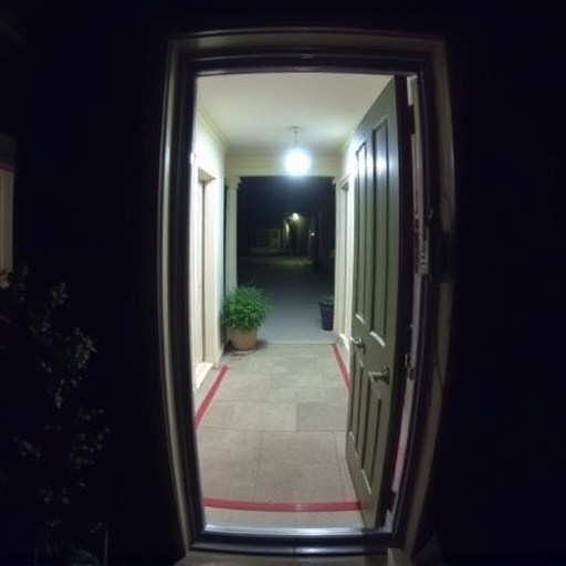 doorbell camera recording visitor at night