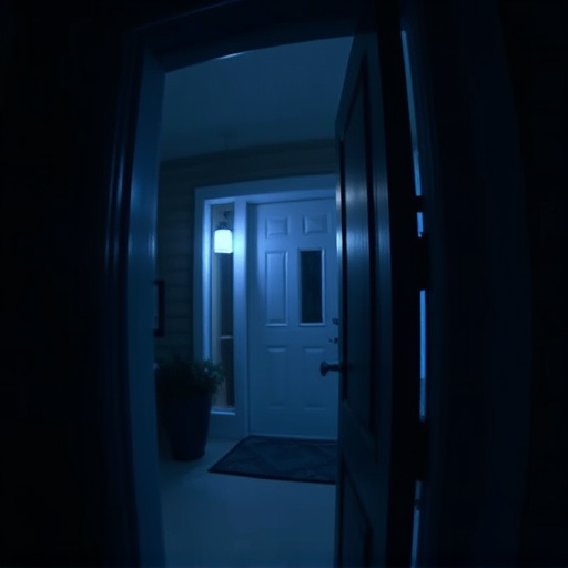 doorbell camera recording visitor at night