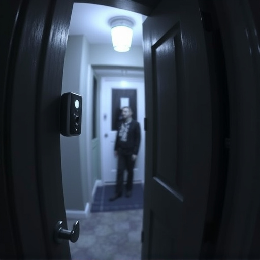 doorbell camera recording visitor at night