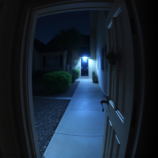 doorbell camera recording visitor at night