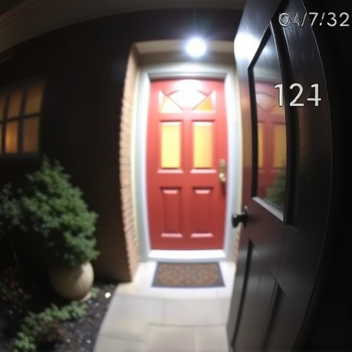 doorbell camera recording visitor at night