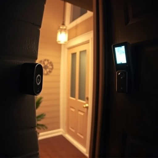 doorbell camera recording visitor at night