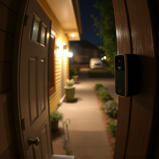 doorbell camera recording visitor at night
