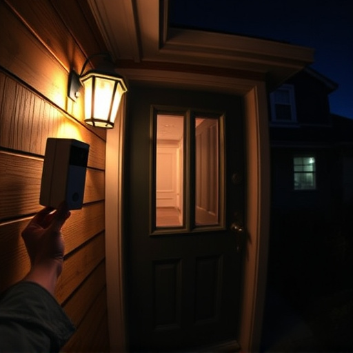 doorbell camera recording visitor at night