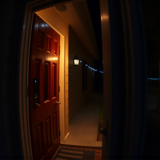 doorbell camera recording visitor at night
