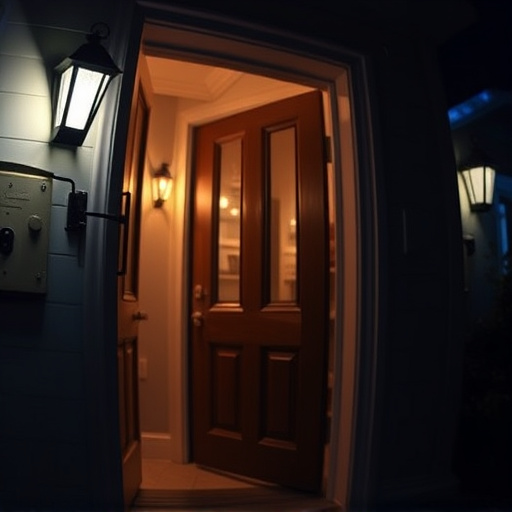 doorbell camera recording visitor at night
