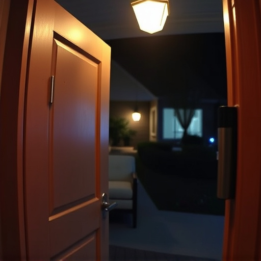 doorbell camera recording visitor at night