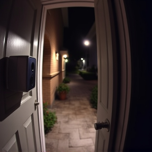 doorbell camera recording visitor at night