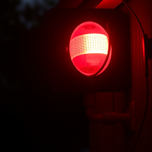 flashing red home security alert light at night