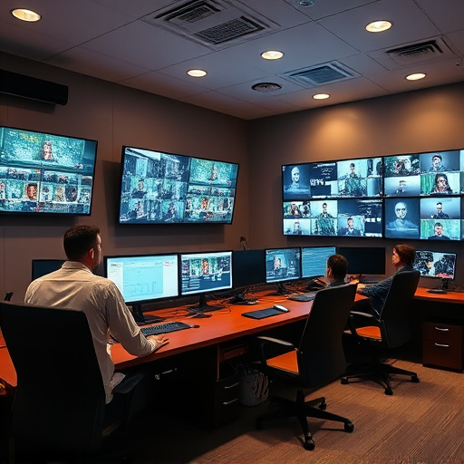 home monitoring control room with multiple screens