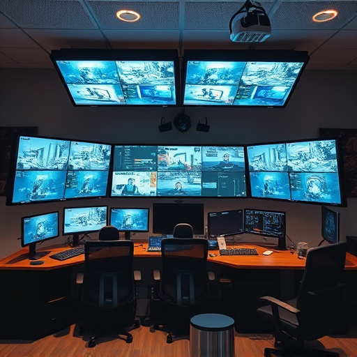 home monitoring control room with multiple screens