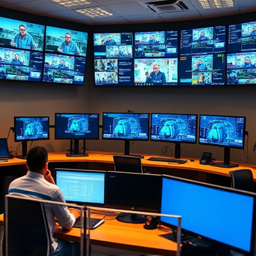 home monitoring control room with multiple screens
