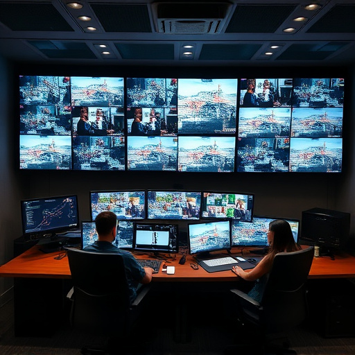 home monitoring control room with multiple screens