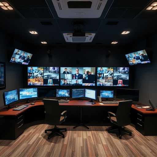 home monitoring control room with multiple screens